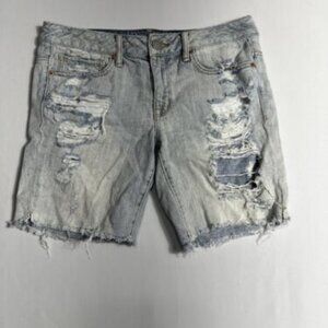 AMERICAN EAGLE Shorts Sz 6 Acid Wash Cross Waist Strigid Distressed Festival